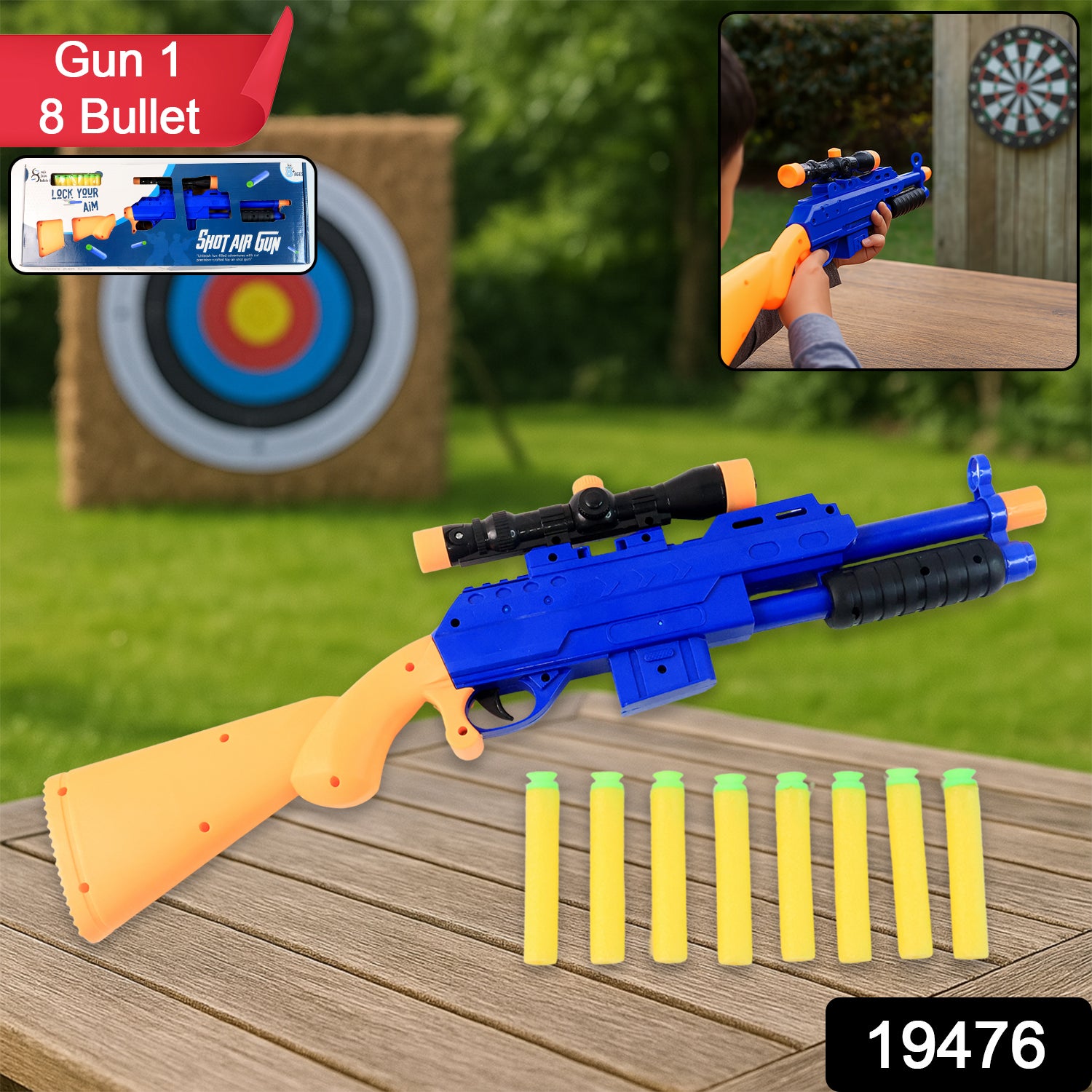 Shot Air Gun Toy With Scope And 8 Soft Foam Bullets Set Shot Air Gun Toy With Scope And 8 Soft Foam Bullets Set